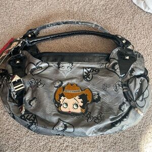 Betty Boop Silver & Black Graphic Shoulder Bag